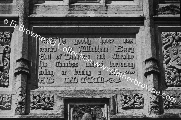 ADARE MANOR  INSCRIPTION ON SOUTH FRONT